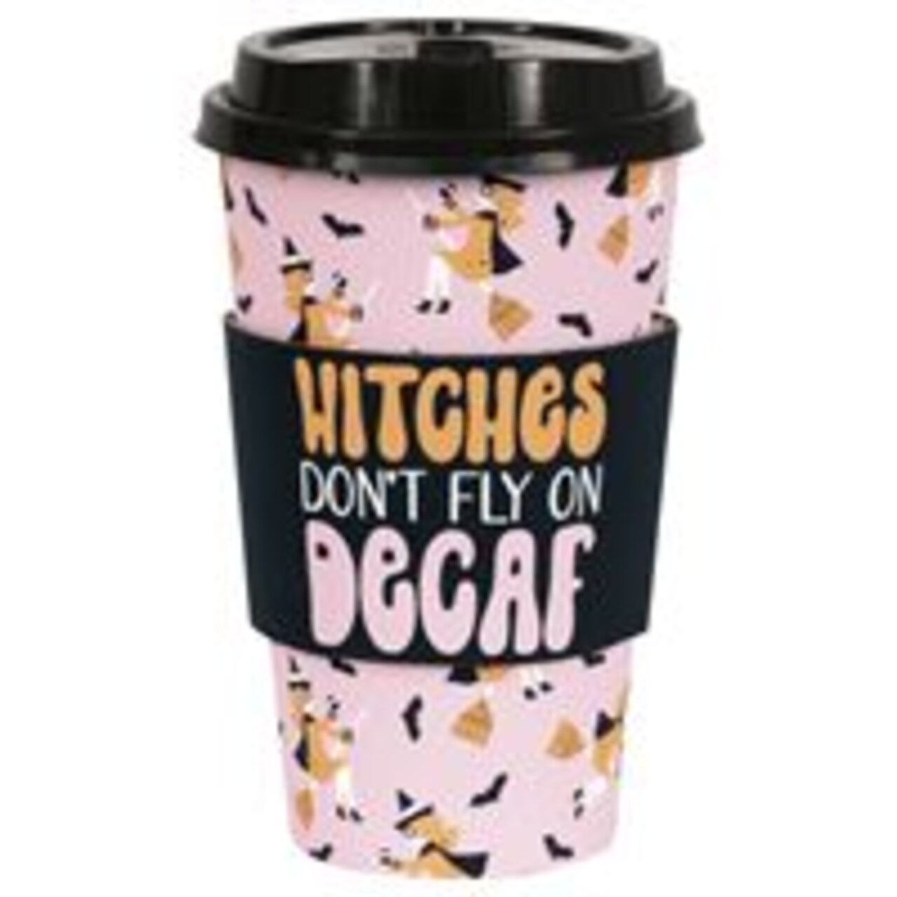Groovy Halloween Assorted 16oz Paper Coffee Cups with Lids & Sleeves 6ct